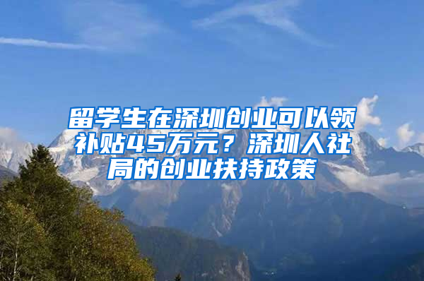 留學生在深圳創(chuàng)業(yè)可以領(lǐng)補貼45萬元？深圳人社局的創(chuàng)業(yè)扶持政策