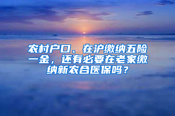 農(nóng)村戶口、在滬繳納五險一金，還有必要在老家繳納新農(nóng)合醫(yī)保嗎？