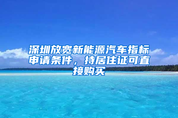 深圳放寬新能源汽車指標(biāo)申請條件，持居住證可直接購買