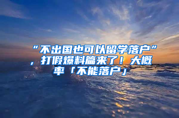 “不出國也可以留學落戶”，打假爆料篇來了！大概率「不能落戶」