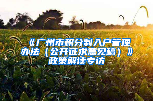 《廣州市積分制入戶(hù)管理辦法（公開(kāi)征求意見(jiàn)稿）》政策解讀專(zhuān)訪(fǎng)