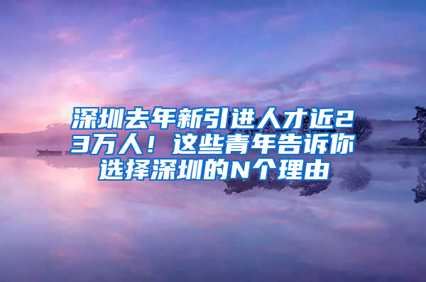 深圳去年新引進(jìn)人才近23萬人！這些青年告訴你選擇深圳的N個理由