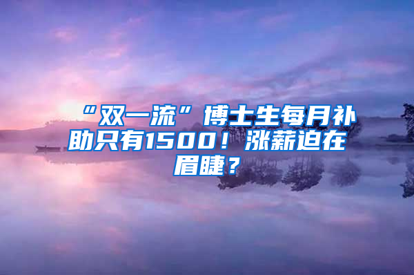 “雙一流”博士生每月補(bǔ)助只有1500！漲薪迫在眉睫？