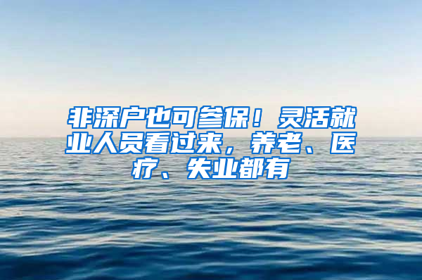 非深戶也可參保！靈活就業(yè)人員看過來，養(yǎng)老、醫(yī)療、失業(yè)都有