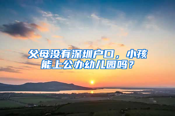 父母沒有深圳戶口，小孩能上公辦幼兒園嗎？