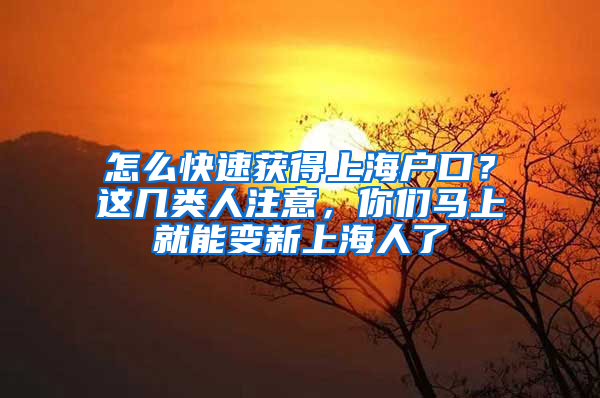 怎么快速獲得上海戶口？這幾類人注意，你們馬上就能變新上海人了