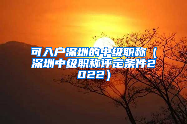 可入戶深圳的中級(jí)職稱（深圳中級(jí)職稱評(píng)定條件2022）