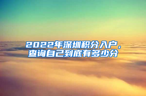 2022年深圳積分入戶，查詢自己到底有多少分