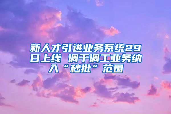 新人才引進業(yè)務(wù)系統(tǒng)29日上線 調(diào)干調(diào)工業(yè)務(wù)納入“秒批”范圍