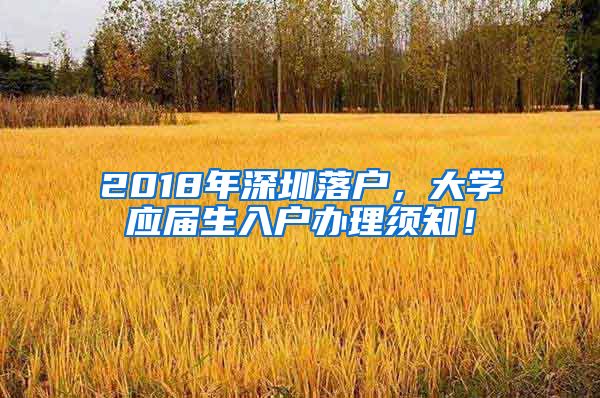 2018年深圳落戶，大學(xué)應(yīng)屆生入戶辦理須知！