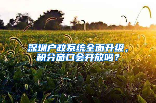 深圳戶政系統(tǒng)全面升級，積分窗口會開放嗎？