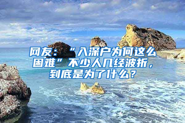 網(wǎng)友：“入深戶(hù)為何這么困難”不少人幾經(jīng)波折，到底是為了什么？