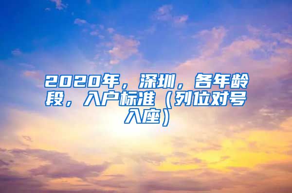 2020年，深圳，各年齡段，入戶標(biāo)準(zhǔn)（列位對號入座）