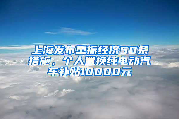 上海發(fā)布重振經(jīng)濟(jì)50條措施，個(gè)人置換純電動(dòng)汽車補(bǔ)貼10000元