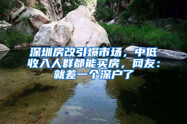 深圳房改引爆市場(chǎng)，中低收入人群都能買房，網(wǎng)友：就差一個(gè)深戶了