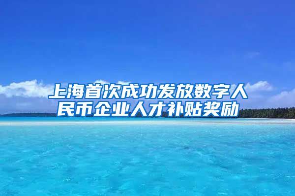 上海首次成功發(fā)放數(shù)字人民幣企業(yè)人才補(bǔ)貼獎勵