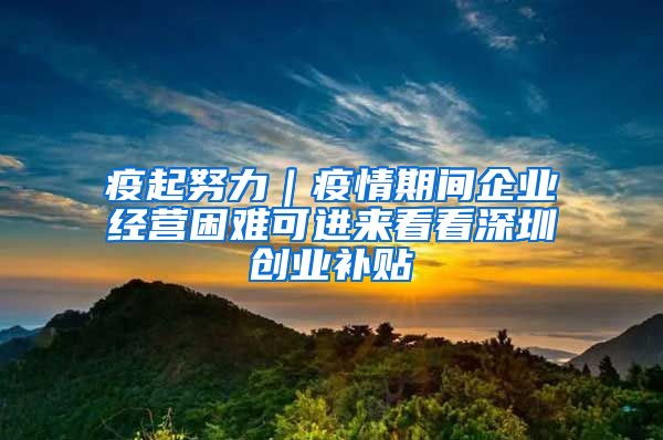 疫起努力｜疫情期間企業(yè)經(jīng)營困難可進(jìn)來看看深圳創(chuàng)業(yè)補(bǔ)貼