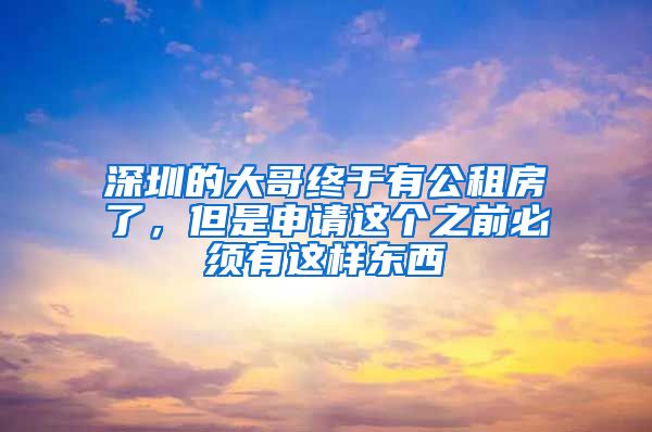 深圳的大哥終于有公租房了，但是申請(qǐng)這個(gè)之前必須有這樣?xùn)|西