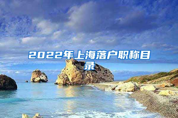 2022年上海落戶職稱目錄