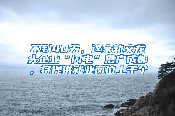 不到40天，這家軌交龍頭企業(yè)“閃電”落戶成都，將提供就業(yè)崗位上千個(gè)