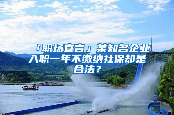 「職場直言」某知名企業(yè)入職一年不繳納社保卻是合法？