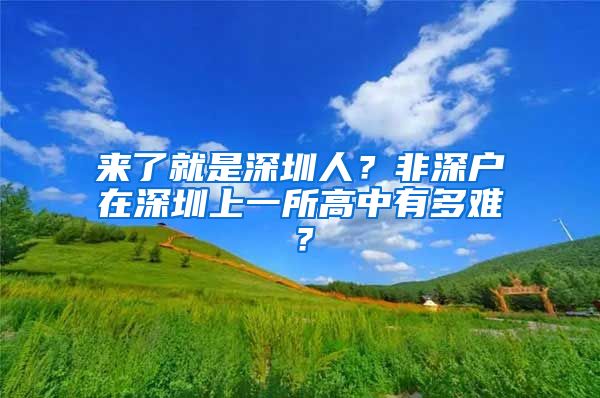 來了就是深圳人？非深戶在深圳上一所高中有多難？