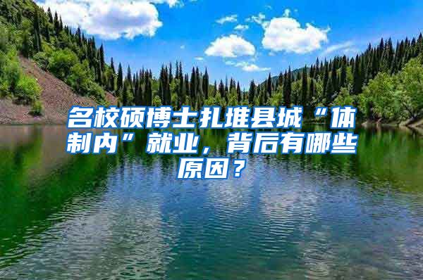 名校碩博士扎堆縣城“體制內(nèi)”就業(yè)，背后有哪些原因？