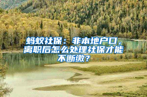 螞蟻社保：非本地戶口，離職后怎么處理社保才能不斷繳？