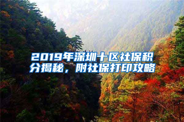 2019年深圳十區(qū)社保積分揭秘，附社保打印攻略