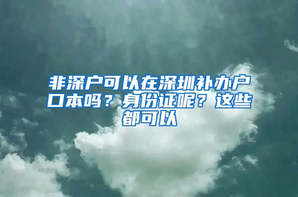 非深戶可以在深圳補辦戶口本嗎？身份證呢？這些都可以