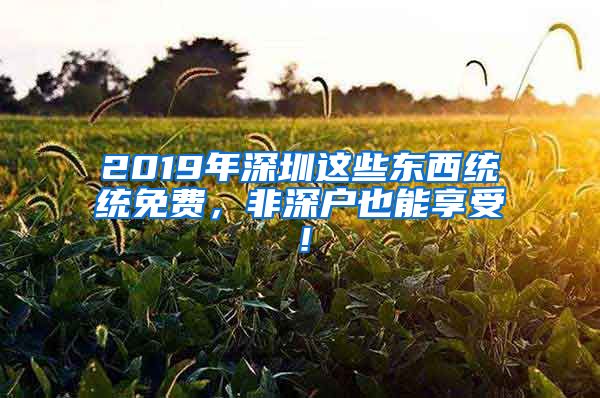 2019年深圳這些東西統(tǒng)統(tǒng)免費(fèi)，非深戶也能享受！