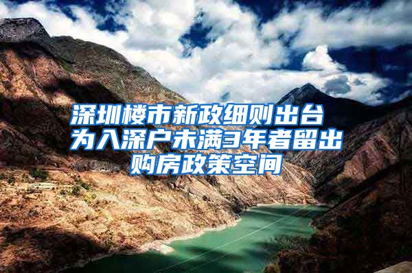 深圳樓市新政細(xì)則出臺 為入深戶未滿3年者留出購房政策空間