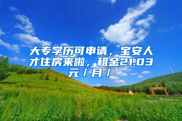 大專學(xué)歷可申請，寶安人才住房來啦，租金21.03元／月／㎡