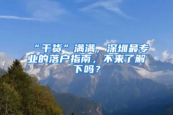 “干貨”滿滿，深圳最專業(yè)的落戶指南，不來了解下嗎？