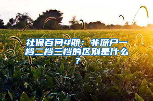 社保百問4期：非深戶一檔二檔三檔的區(qū)別是什么？