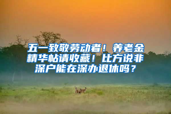 五一致敬勞動者！養(yǎng)老金精華帖請收藏！比方說非深戶能在深辦退休嗎？