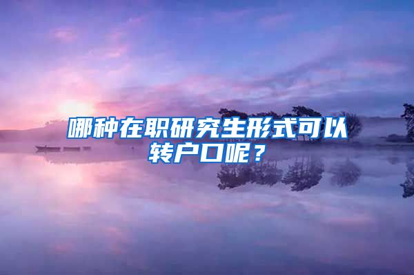 哪種在職研究生形式可以轉戶口呢？