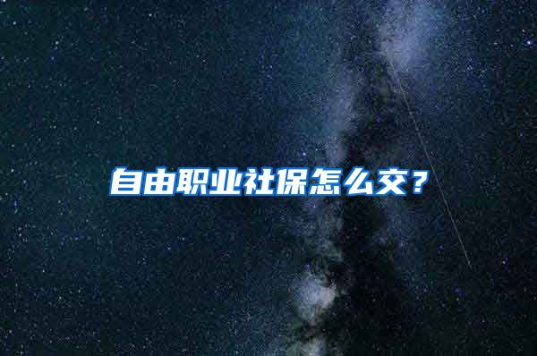 自由職業(yè)社保怎么交？