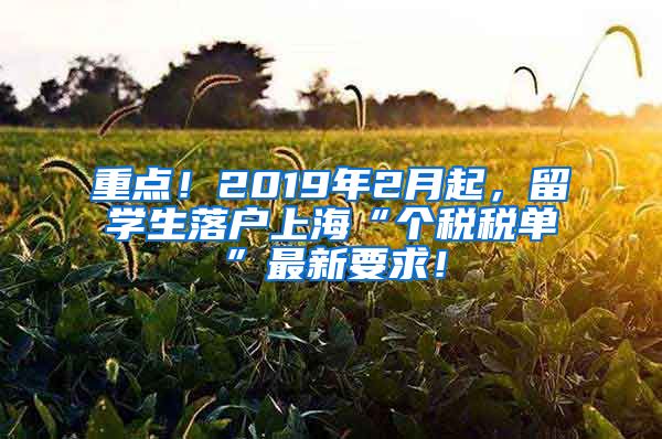 重點(diǎn)！2019年2月起，留學(xué)生落戶上?！皞€(gè)稅稅單”最新要求！