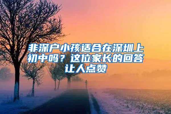 非深戶小孩適合在深圳上初中嗎？這位家長(zhǎng)的回答讓人點(diǎn)贊