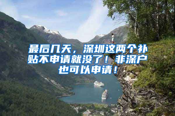 最后幾天，深圳這兩個(gè)補(bǔ)貼不申請(qǐng)就沒了！非深戶也可以申請(qǐng)！