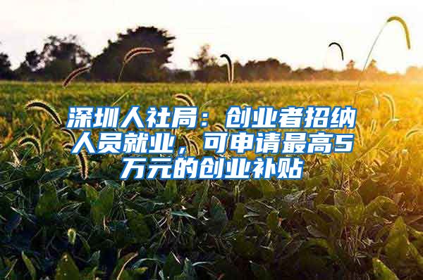 深圳人社局：創(chuàng)業(yè)者招納人員就業(yè)，可申請(qǐng)最高5萬(wàn)元的創(chuàng)業(yè)補(bǔ)貼