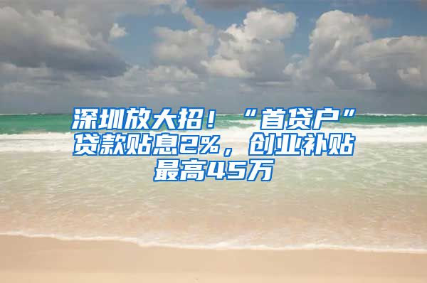 深圳放大招！“首貸戶”貸款貼息2%，創(chuàng)業(yè)補貼最高45萬