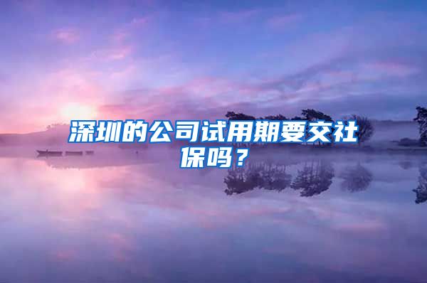 深圳的公司試用期要交社保嗎？