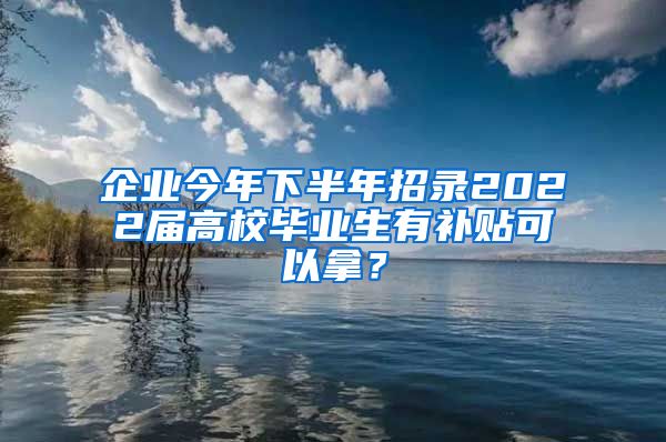 企業(yè)今年下半年招錄2022屆高校畢業(yè)生有補(bǔ)貼可以拿？