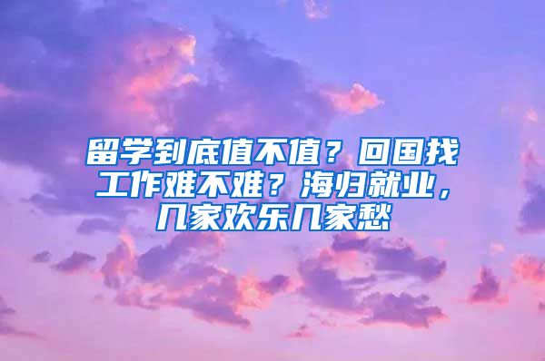 留學到底值不值？回國找工作難不難？海歸就業(yè)，幾家歡樂幾家愁