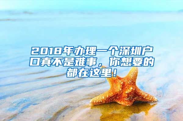 2018年辦理一個深圳戶口真不是難事，你想要的都在這里！