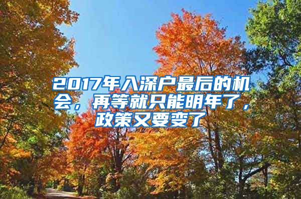 2017年入深戶(hù)最后的機(jī)會(huì)，再等就只能明年了，政策又要變了