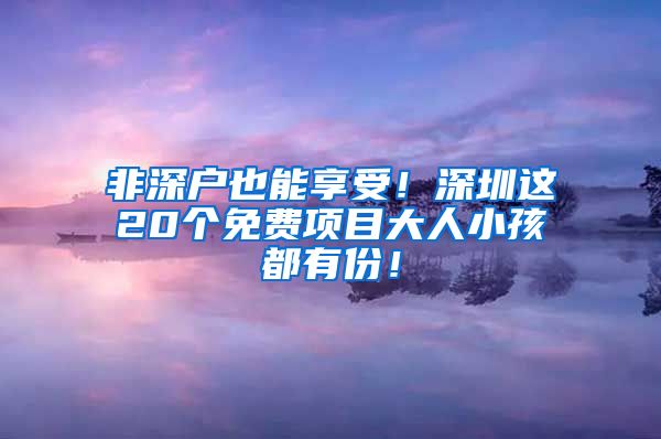 非深戶也能享受！深圳這20個免費項目大人小孩都有份！