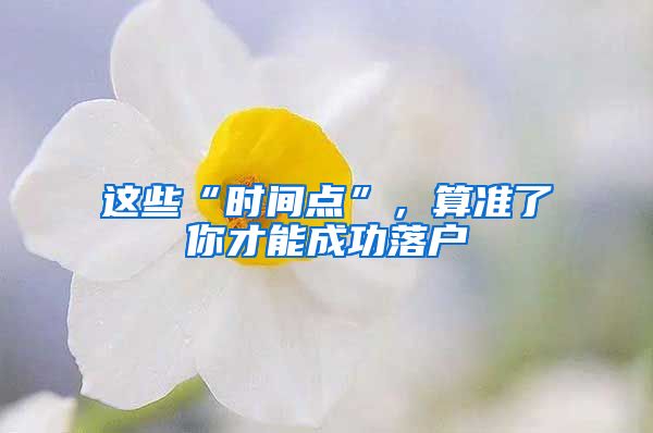 這些“時間點(diǎn)”，算準(zhǔn)了你才能成功落戶